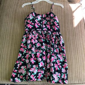 Floral black mini dress